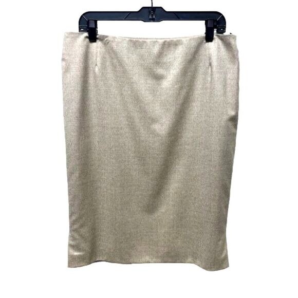 AKRIS Tan Wool Knee Length Pencil Skirt Size 12 - Picture 1 of 7